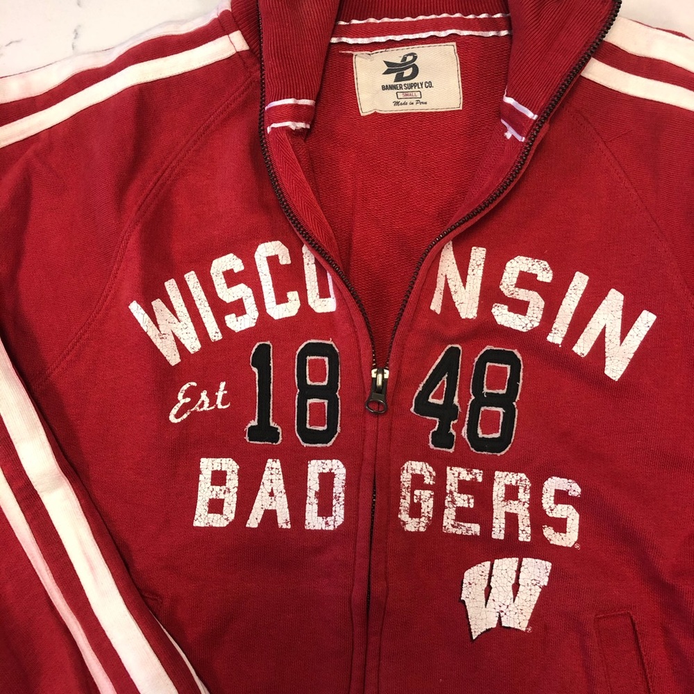Wisconsin Badgers Red Zip-Up Track Jacket - Picture 2 of 2